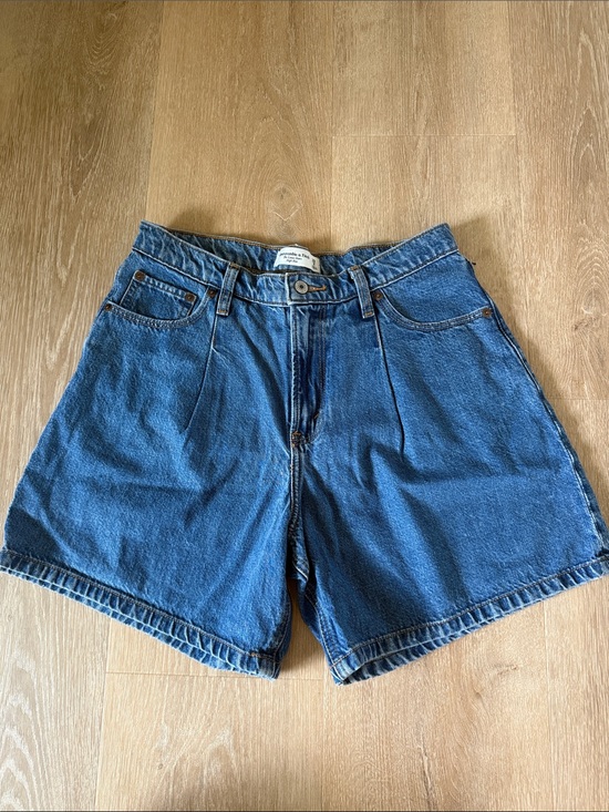 Abercrombie & Fitch Pants - Classic High-Waist Blue Denim Shorts